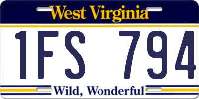 WV license plate 1FS794