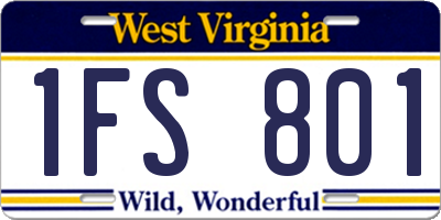 WV license plate 1FS801