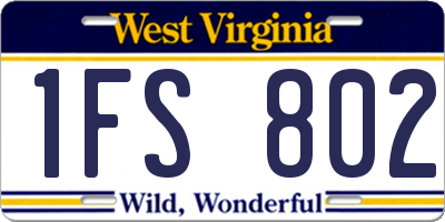 WV license plate 1FS802