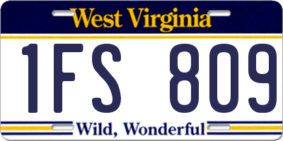 WV license plate 1FS809