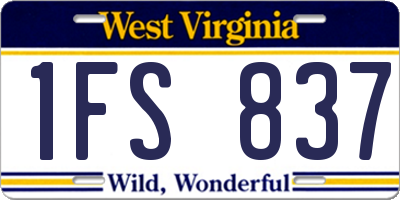 WV license plate 1FS837