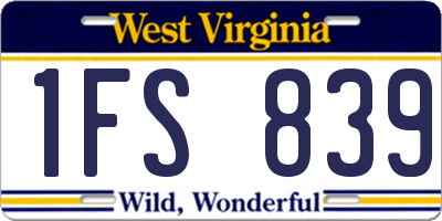 WV license plate 1FS839