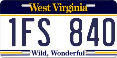 WV license plate 1FS840
