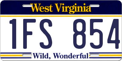 WV license plate 1FS854