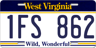 WV license plate 1FS862