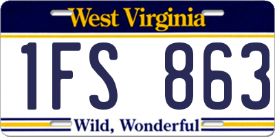 WV license plate 1FS863