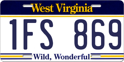 WV license plate 1FS869