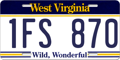 WV license plate 1FS870