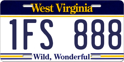 WV license plate 1FS888
