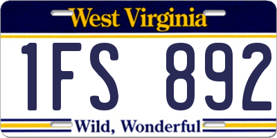 WV license plate 1FS892