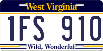 WV license plate 1FS910