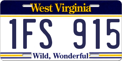 WV license plate 1FS915