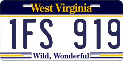 WV license plate 1FS919