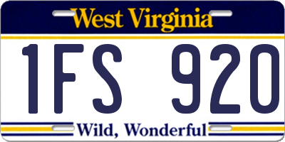 WV license plate 1FS920