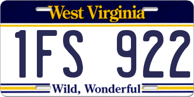 WV license plate 1FS922