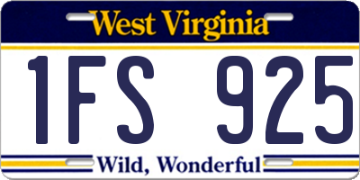 WV license plate 1FS925