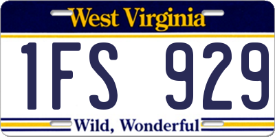 WV license plate 1FS929