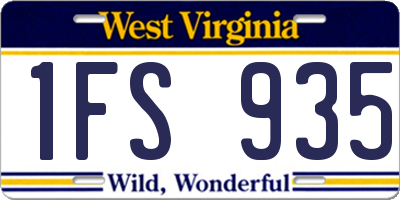 WV license plate 1FS935