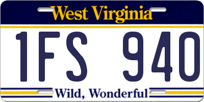 WV license plate 1FS940