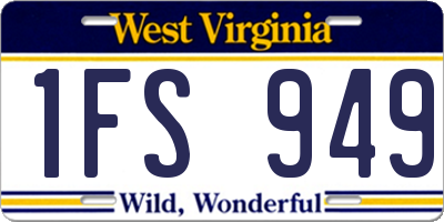 WV license plate 1FS949