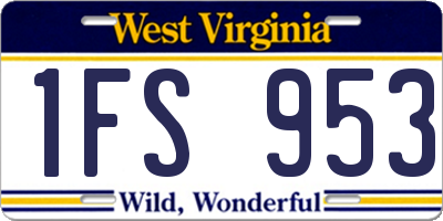 WV license plate 1FS953