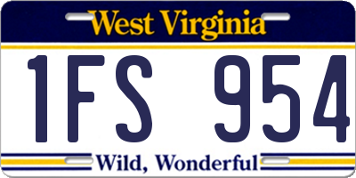 WV license plate 1FS954