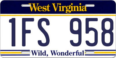 WV license plate 1FS958