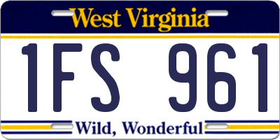 WV license plate 1FS961