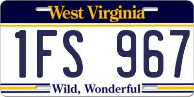 WV license plate 1FS967