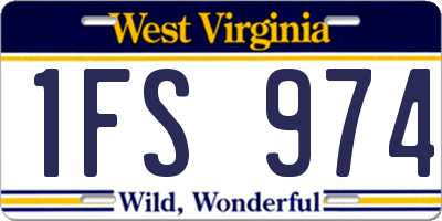 WV license plate 1FS974