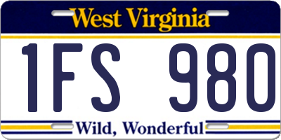 WV license plate 1FS980