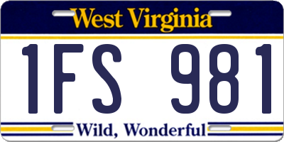 WV license plate 1FS981