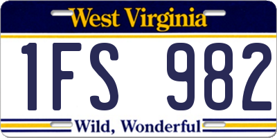 WV license plate 1FS982