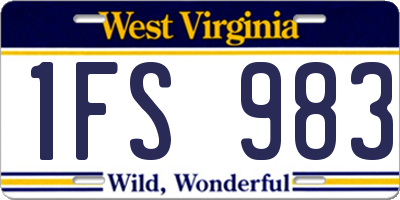 WV license plate 1FS983