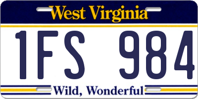 WV license plate 1FS984