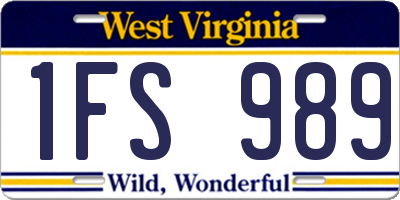 WV license plate 1FS989
