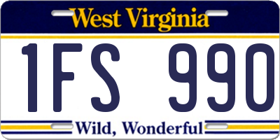 WV license plate 1FS990