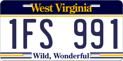 WV license plate 1FS991