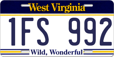 WV license plate 1FS992