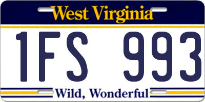 WV license plate 1FS993