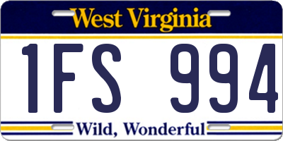 WV license plate 1FS994