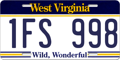 WV license plate 1FS998