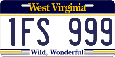 WV license plate 1FS999
