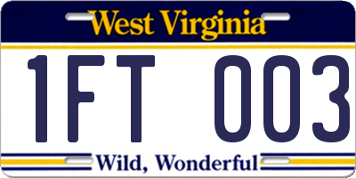 WV license plate 1FT003