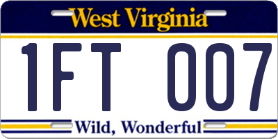 WV license plate 1FT007