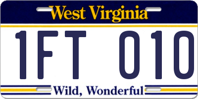 WV license plate 1FT010