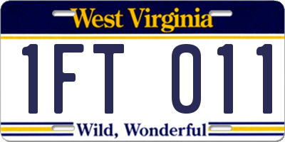 WV license plate 1FT011