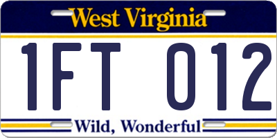 WV license plate 1FT012
