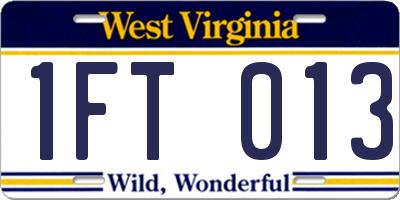 WV license plate 1FT013