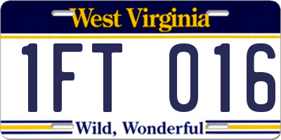 WV license plate 1FT016